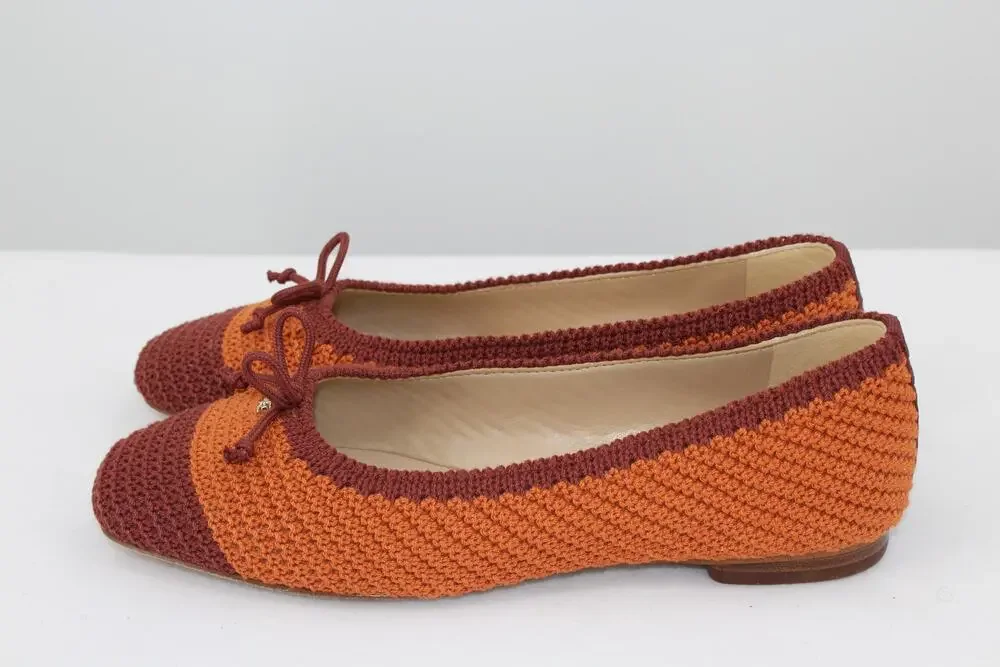SAM EDELMAN MADISON CROCHET BALLET FLAT SIZE 8 Orange Sunset NEW